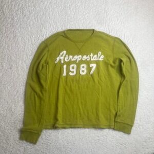 Y2K Aeropostale men's green embroidered long sleeve thermal skater crop grunge M